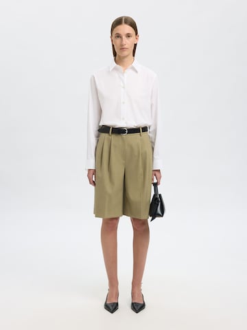 SELECTED Wide leg Bandplooibroek 'SLFRITA' in Groen
