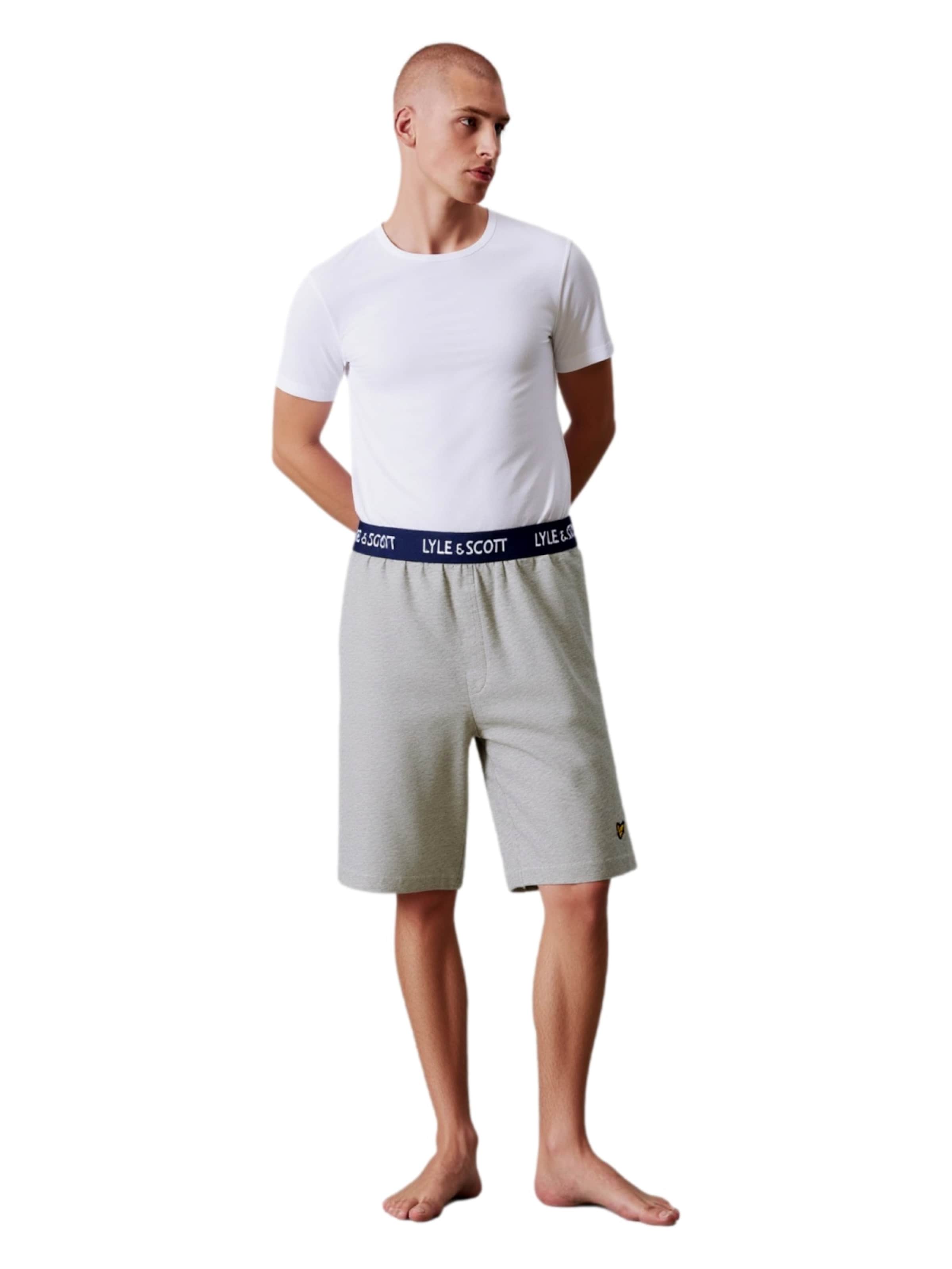 Lyle & Scott - Pijama curto 'Charlie' em cinzento: frente