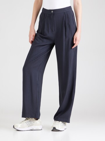 modström Wide leg Pleat-Front Pants 'Isabel' in Blue: front