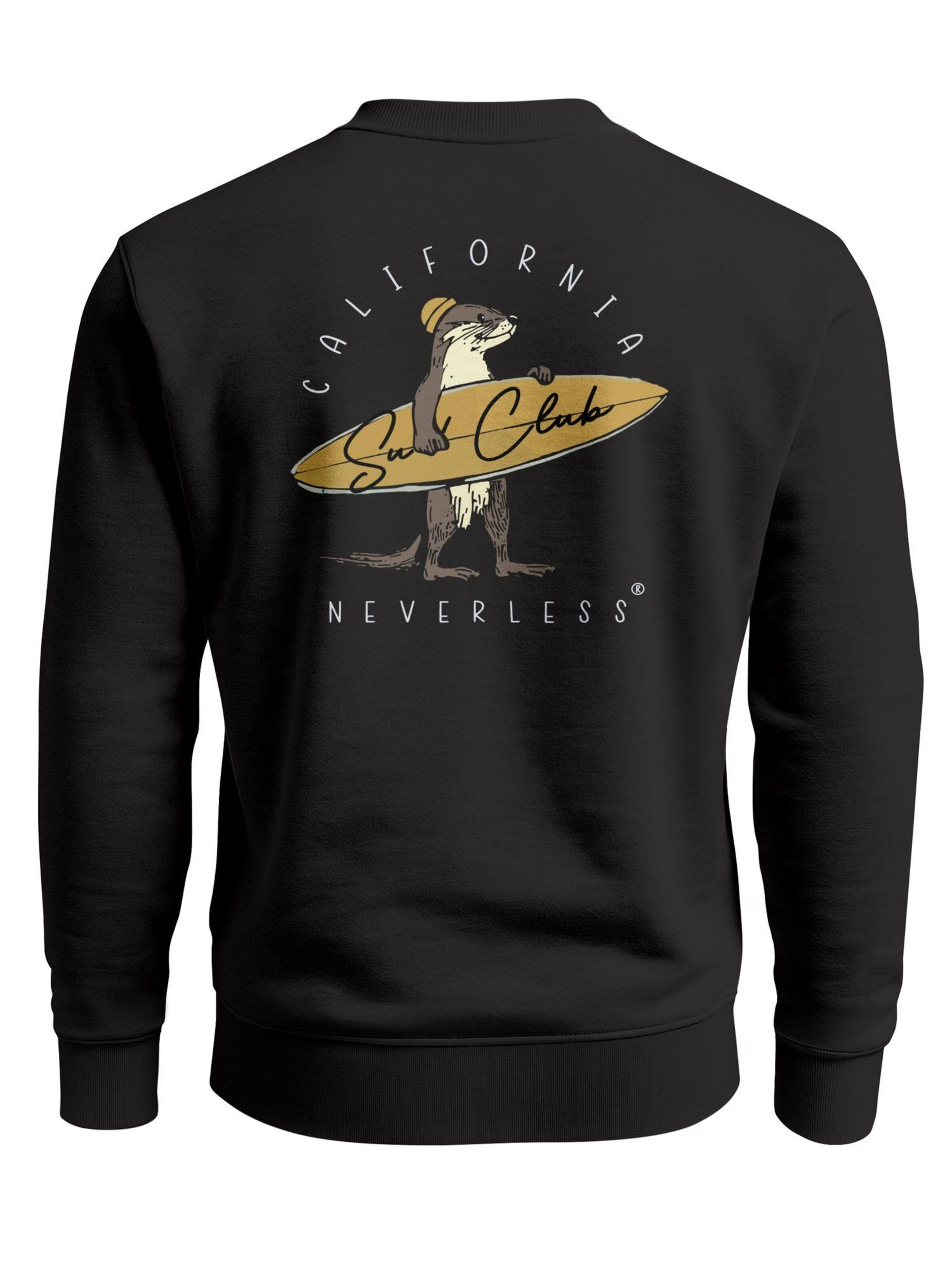Neverless Sweatshirt 'Surfing Otter' in Black