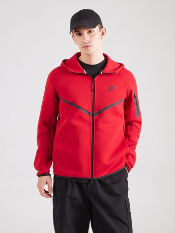 Nike Sportswear Ζακέτα φούτερ 'TECH FLEECE' σε κόκκινο: μπροστά