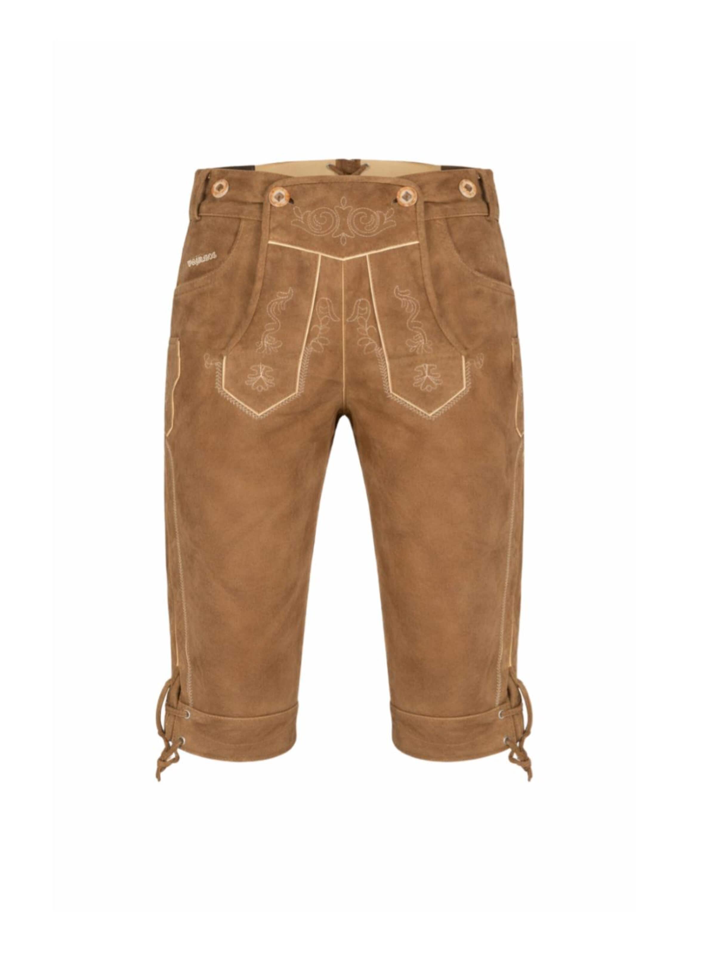 Paulgos Regular Traditional Pants 'PAULGOS Herren Trachten Lederhose - Kniebund - Echtes Leder - Größe 44 - 60' in Brown: front