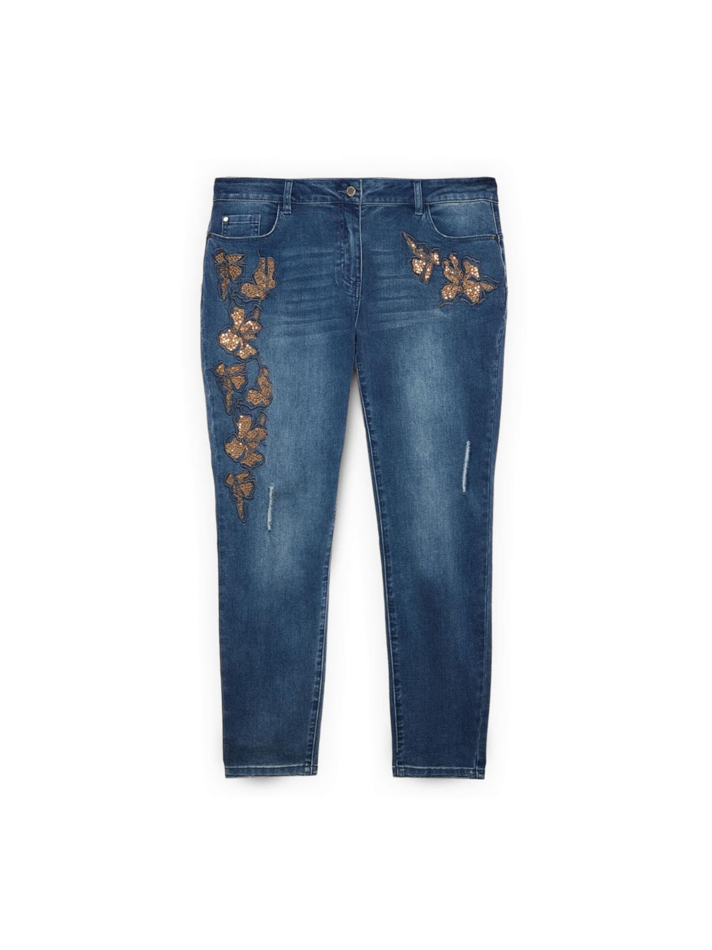 Coupe slim Jean Fiorella Rubino en bleu : devant