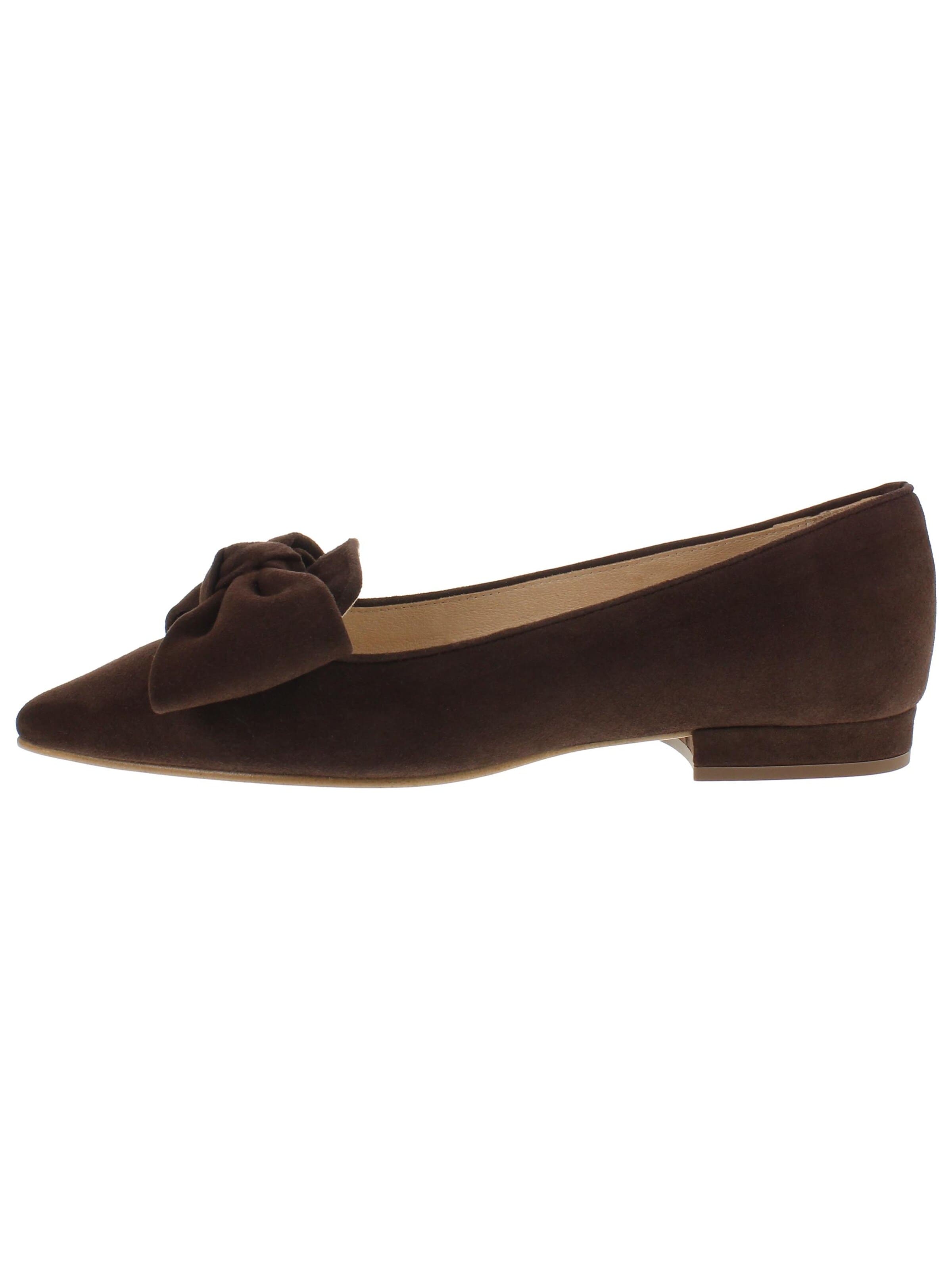 XAVER LUIS Schuhmanufaktur Ballet Flats 'COCOS - mit großer Lederschleife' in Brown: front