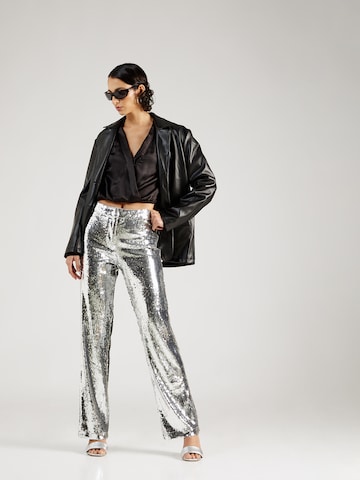 Gina Tricot Regular Trousers in Silver