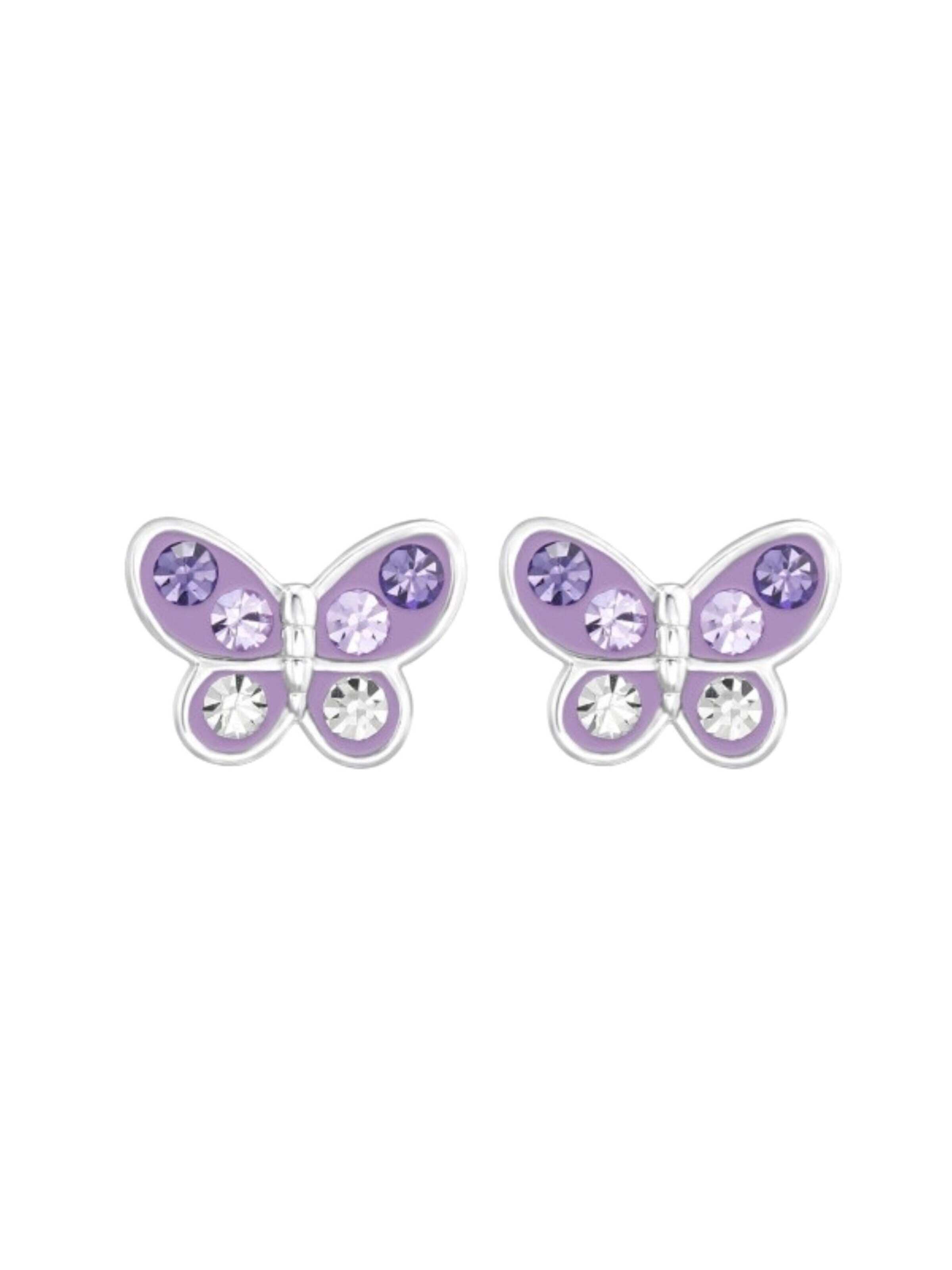 Boucles d'oreilles 'Sterling Silber Schmetterling Ohrstecker' Maxte en violet : devant