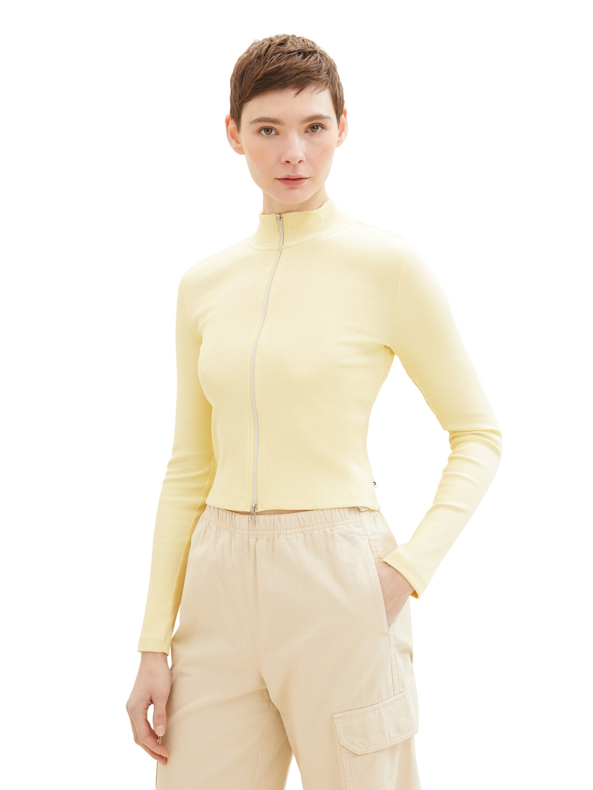 TOM TAILOR DENIM Strickjacke in Gelb: Vorderseite