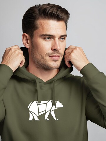 Neverless Sweatshirt 'Bär Lineart Polygon' in Grün