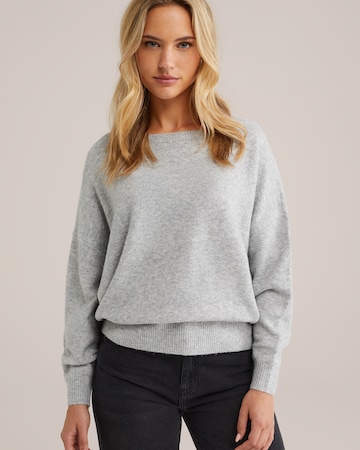 WE Fashion Свитер оверсайз в Серый: спереди