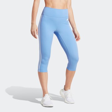 ADIDAS PERFORMANCE Skinny Sportbroek 'Train Essentials 3-Stripes High-Waisted 3/4' in Blauw: voorkant