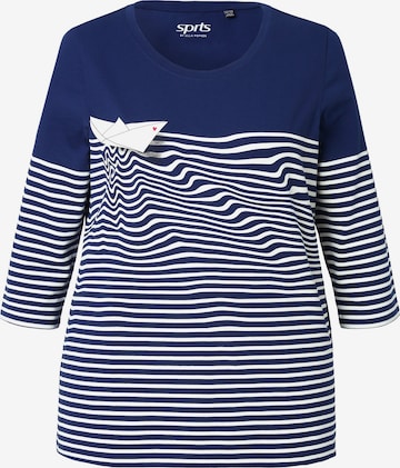 T-shirt Ulla Popken en bleu : devant