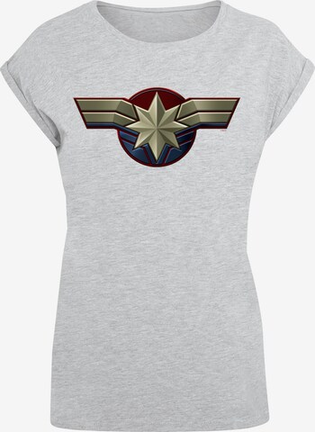 ABSOLUTE CULT Shirt 'Captain Marvel' in Grijs: voorkant