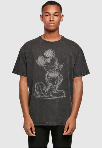 ABSOLUTE CULT Shirt 'Mickey Mouse - Sketch Kick' in Black: front