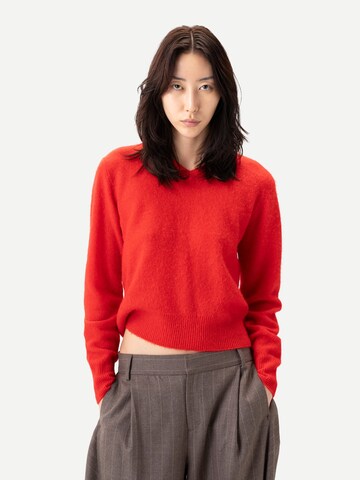GOBI Cashmere Trui 'Women's Dual-Collar Cashmere Sweater' in Rood: voorkant