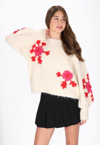 MYMO Υπερμέγεθες πουλόβερ σε μπεζ: μπροστά