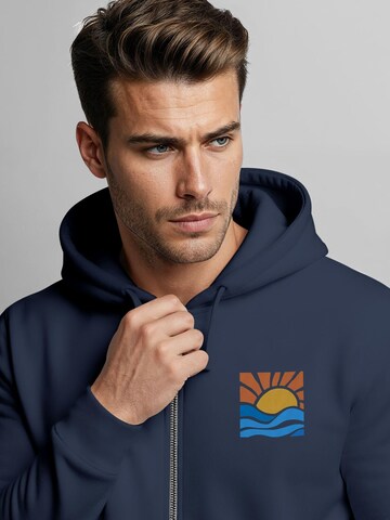 Neverless Zip-Up Hoodie 'Sun Wave Batch' in Blue