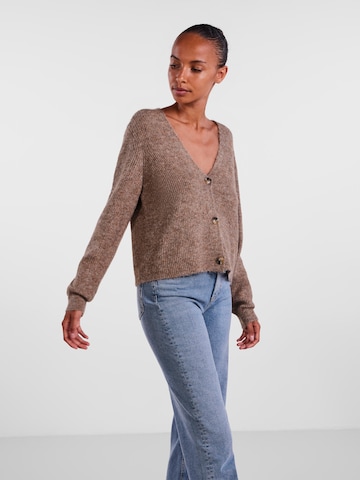 PIECES Knit Cardigan 'Ellen' in Brown: front