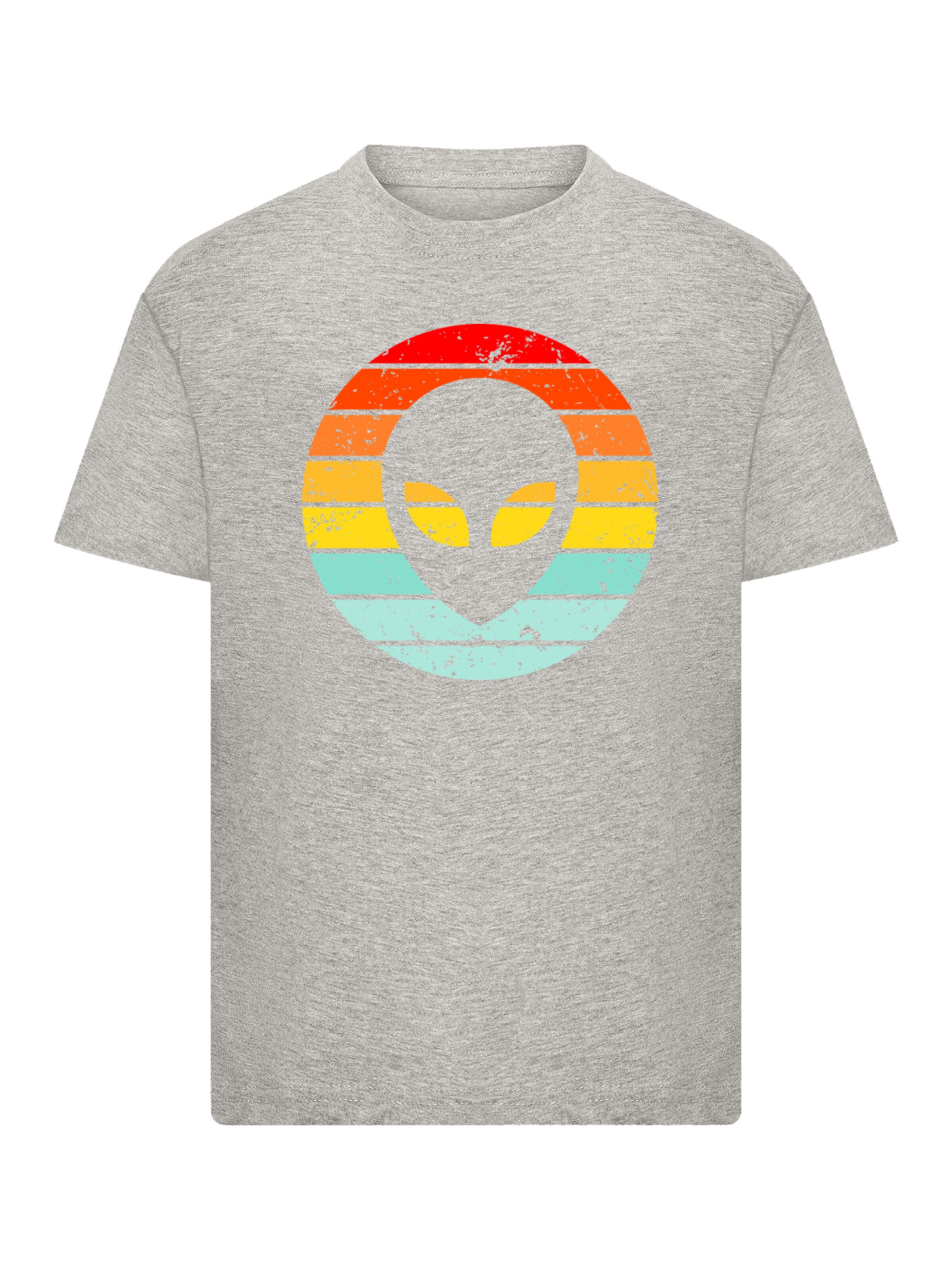 T-Shirt 'Alien Retro Sonnenuntergang' F4NT4STIC en gris : devant
