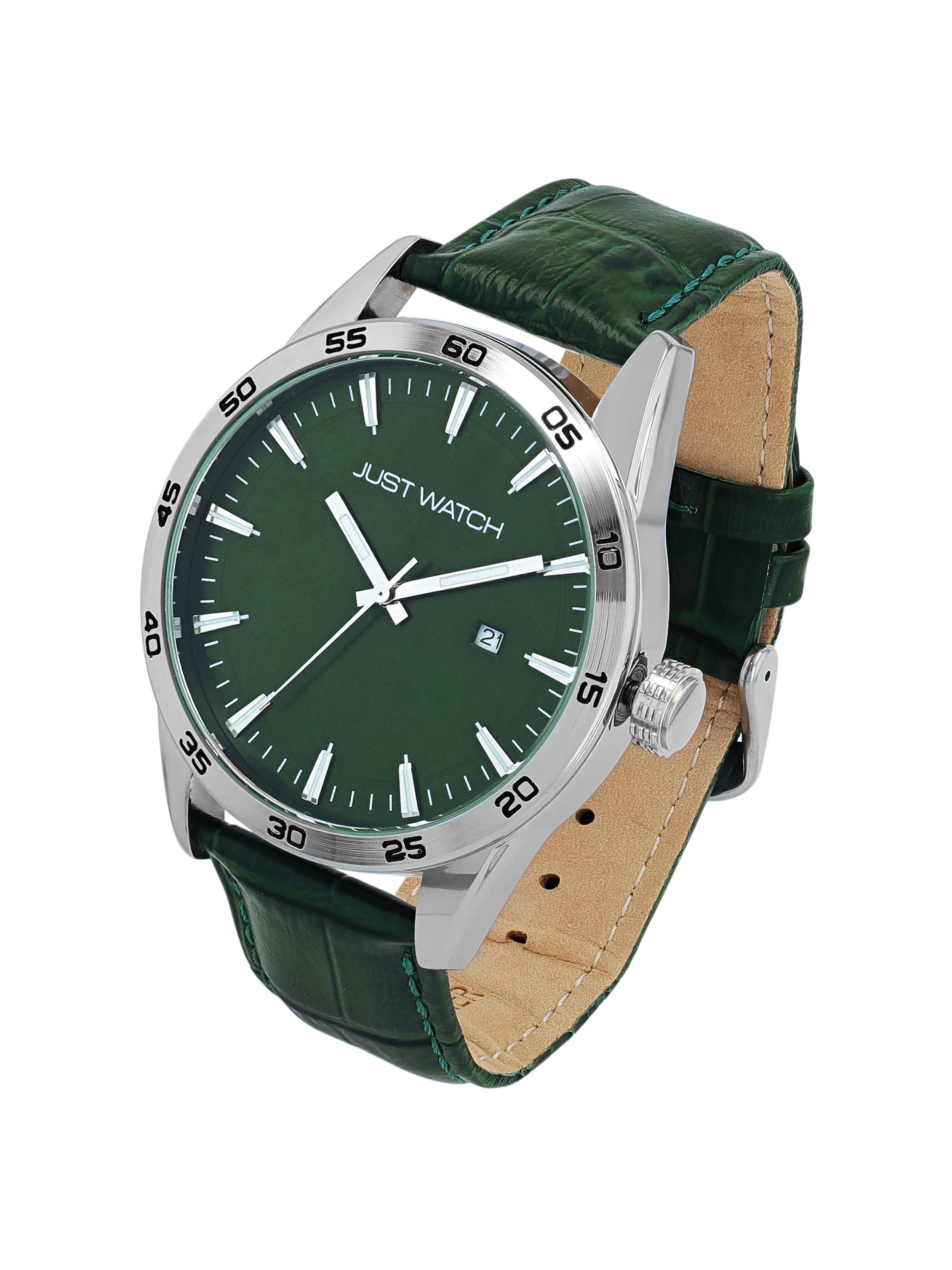 Just Watch Analog Watch 'Datumsanzeige' in Green: front