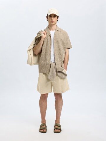 SELECTED HOMME Comfort Fit Πουκάμισο 'SLHAce' σε μπεζ