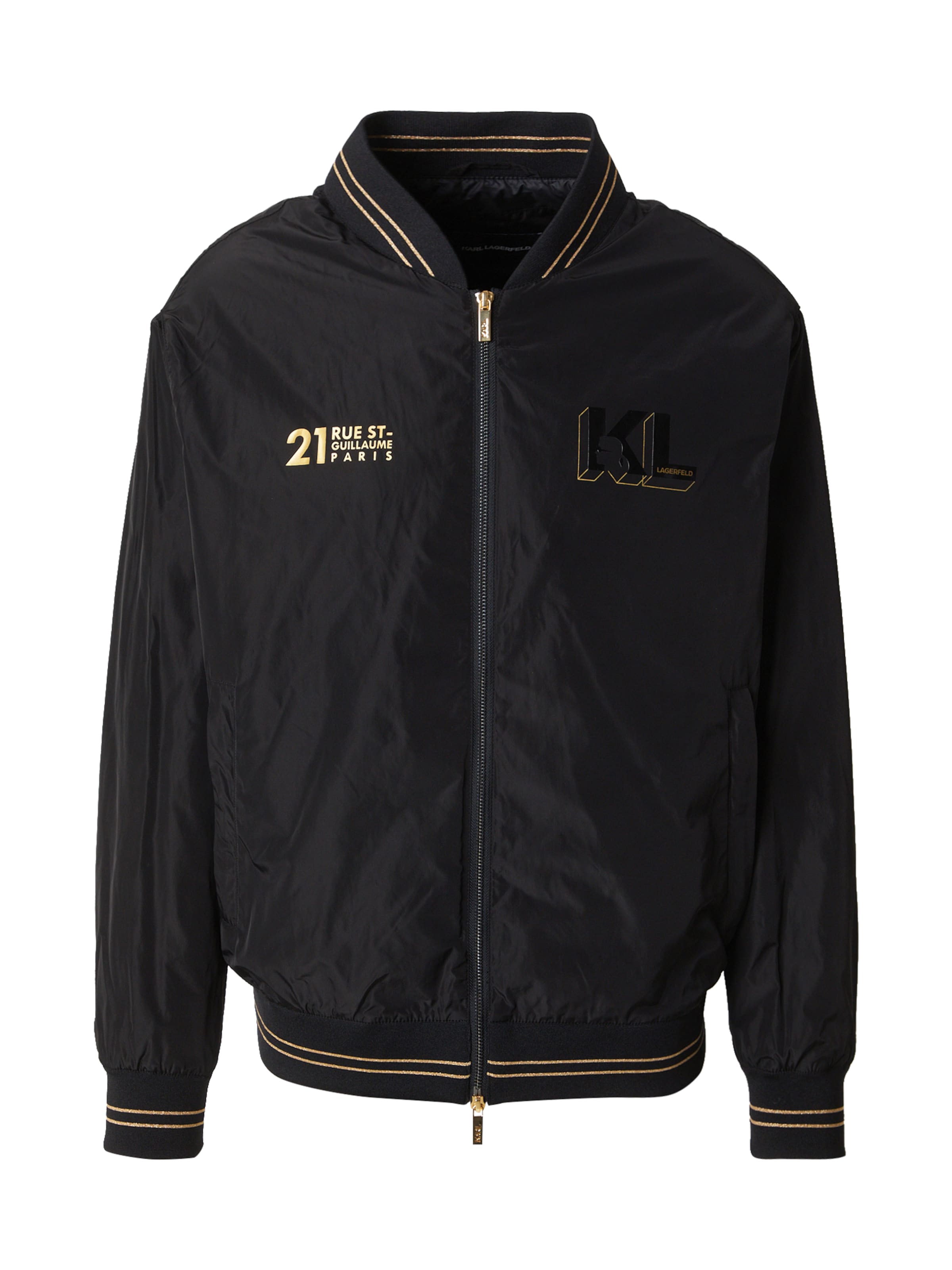 Karl Lagerfeld Φθινοπωρινό και ανοιξιάτικο μπουφάν σε μαύρο: μπροστά