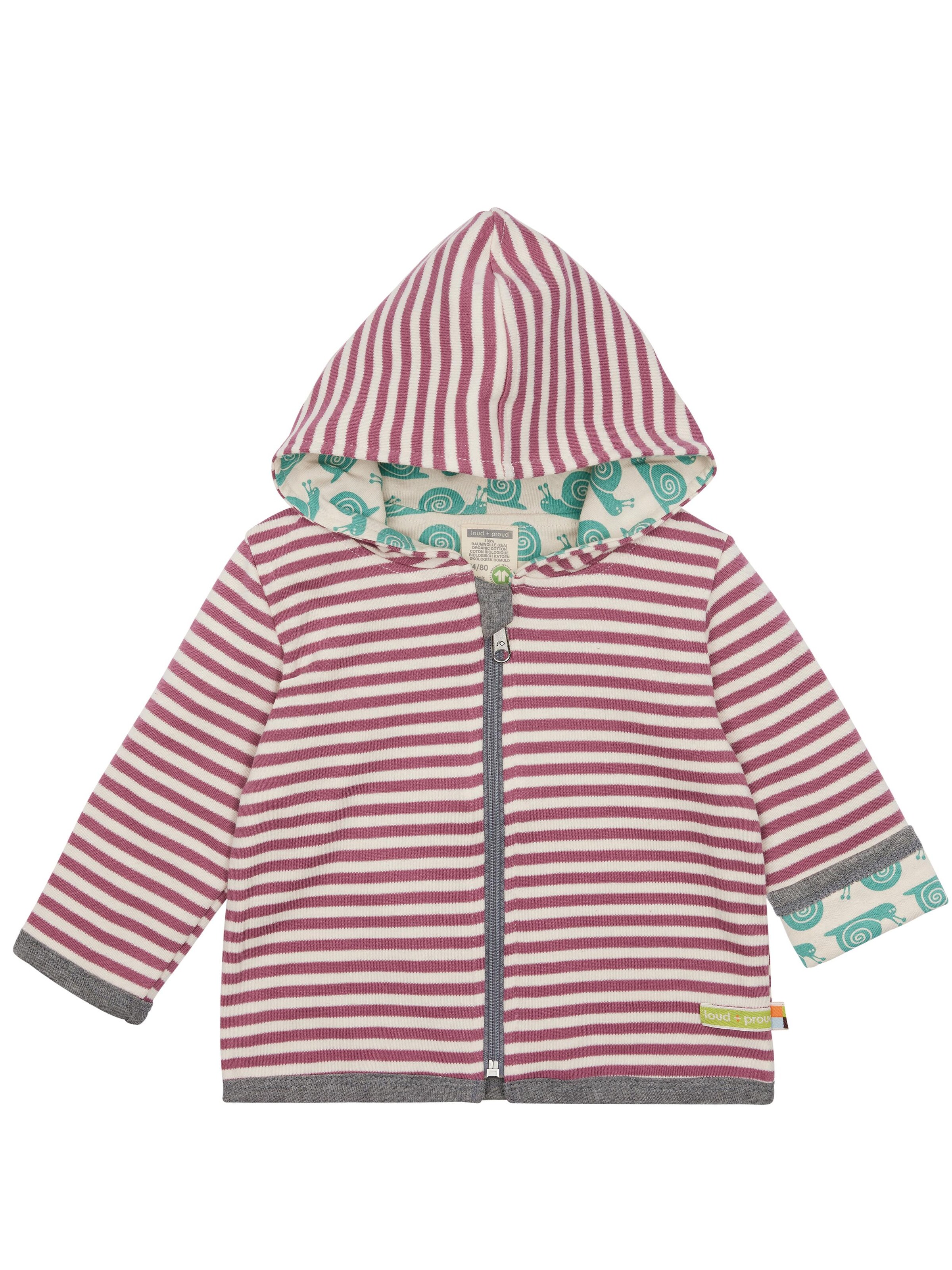 loud + proud Sweatjacke 'Wendejacke mit Kapuze'‌‌‌‌‌‌‌‌‌ in Lila: Vorderseite