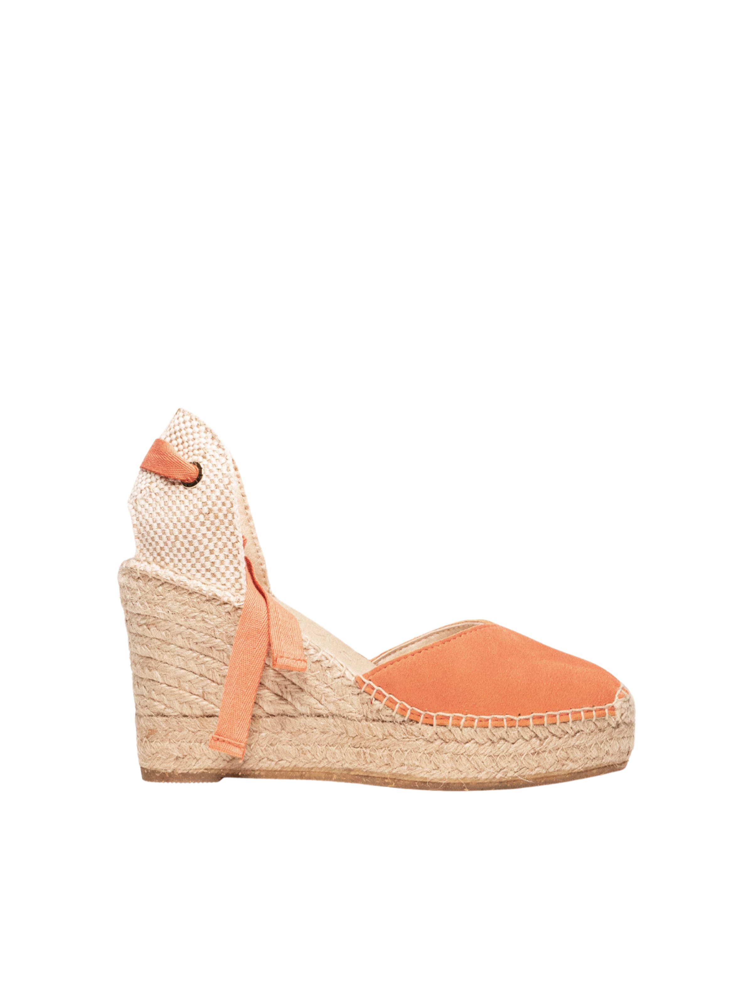Alhamas - Sandalias 'Alpargata Cuña 10 cm' en naranja: frente