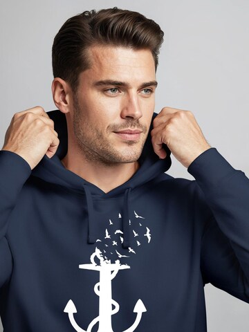 Neverless Sweatshirt 'Anker Vögel' in Blue