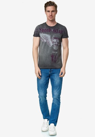 Rusty Neal Shirt 'Flying Skull' in Grey