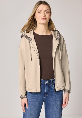 STREET ONE Zip-Up Hoodie in Beige: front