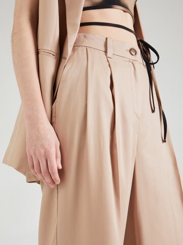 Wide Leg Pantalon à plis Sisley en beige