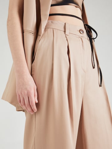 Sisley Wide leg Trousers with creases in Beige