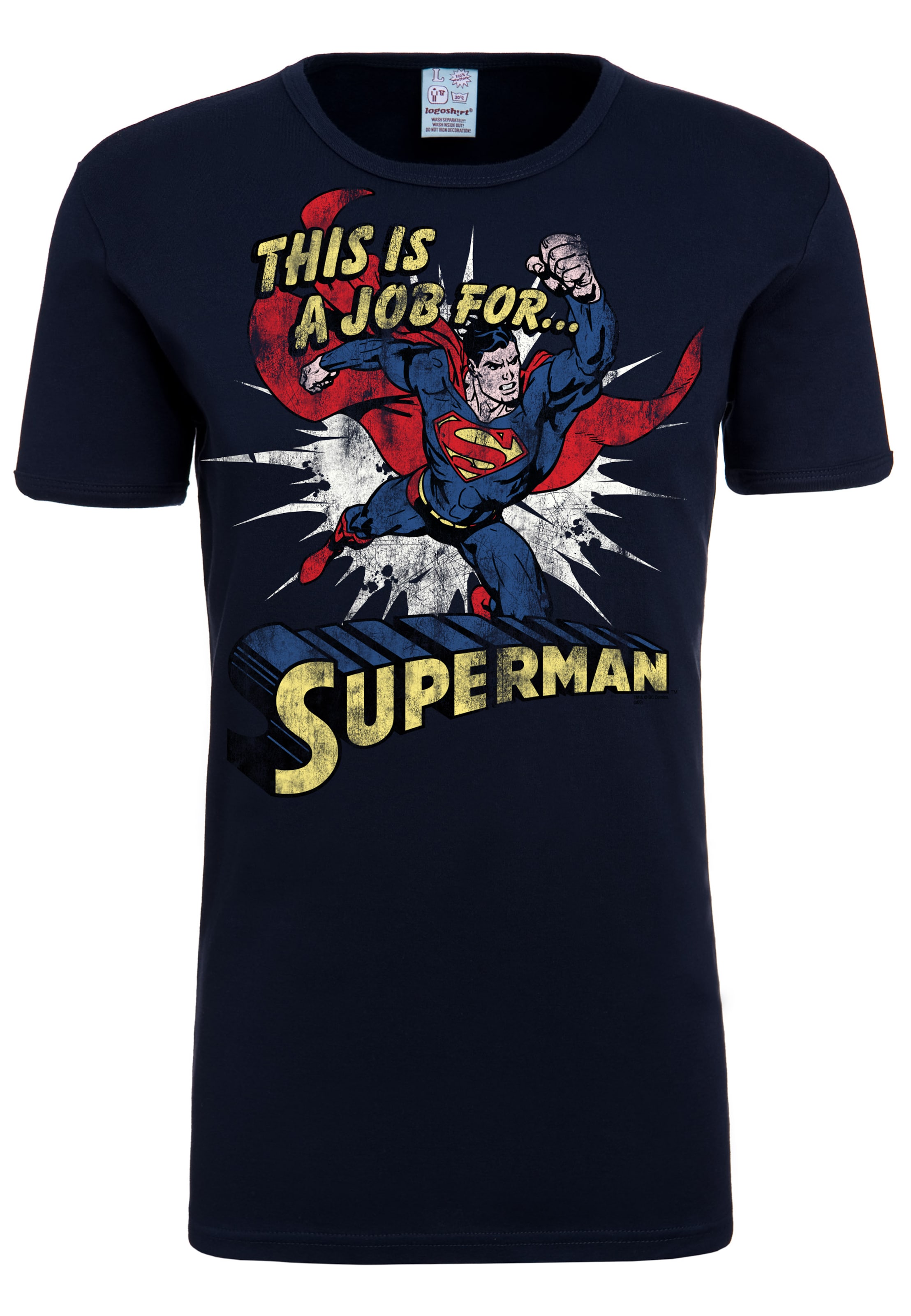 LOGOSHIRT Shirt 'Superman' in Blue: front
