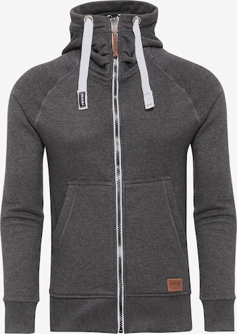 yazubi Zip-Up Hoodie 'Jacob' in Grey: front