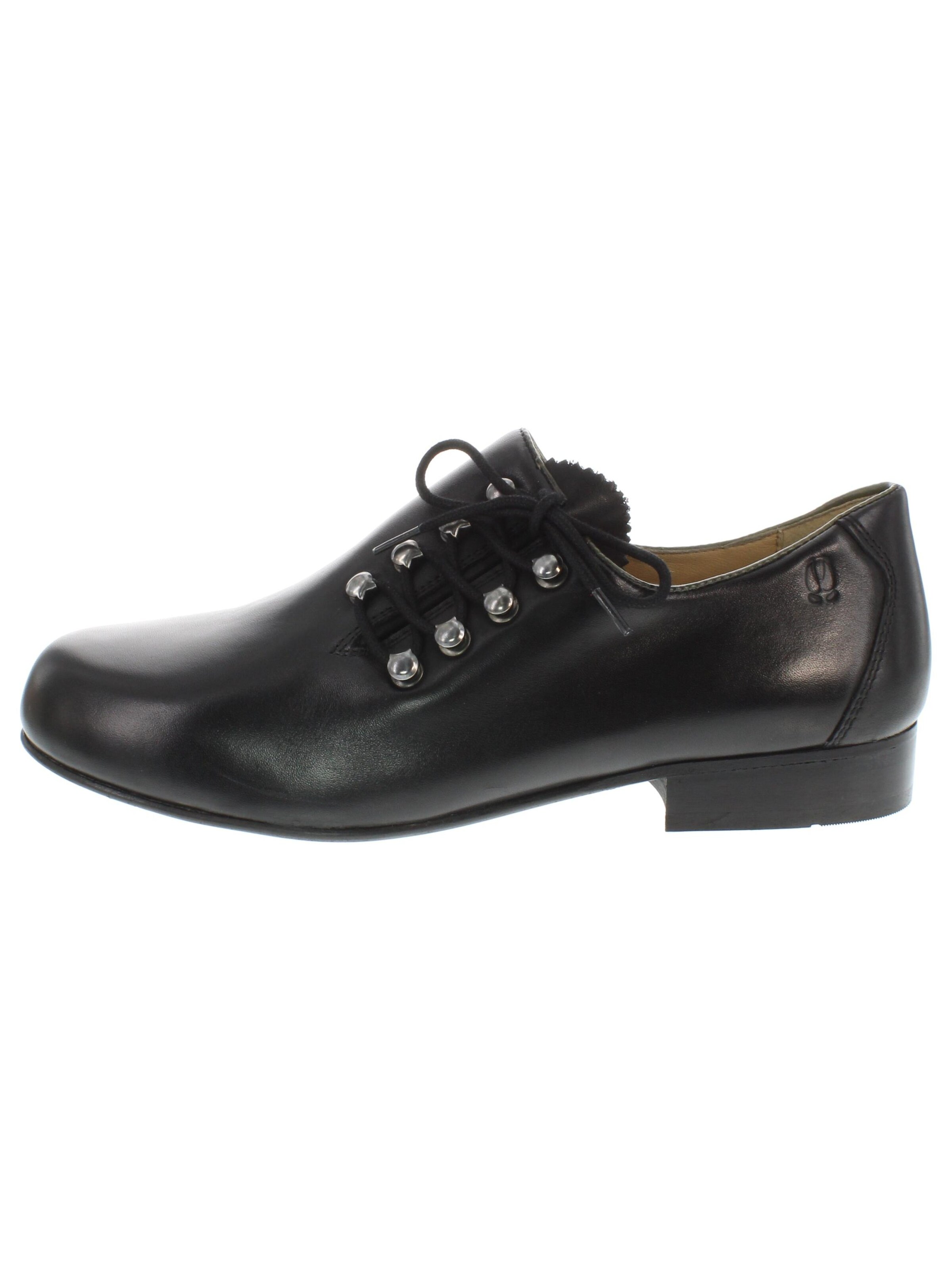 RAUSCHZEIT Traditional Shoes 'PLATTLER' in Black: front