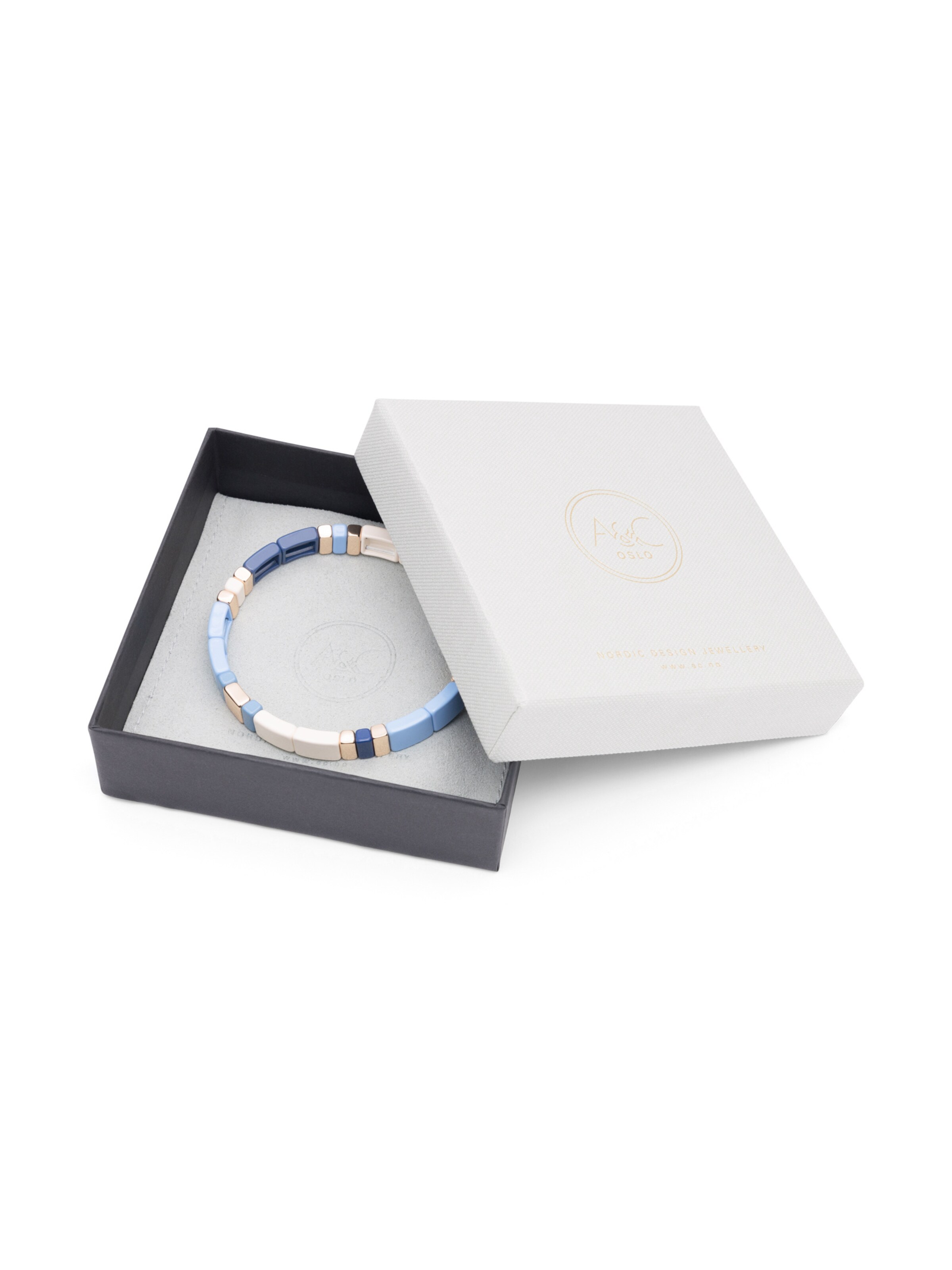 Bracelet 'Enamel Tiles L' A&C Oslo – Nordic Design Jewellery en bleu