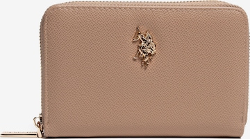 Portamonete di U.S. POLO ASSN. in beige: frontale