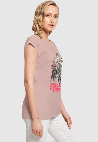 ABSOLUTE CULT Shirt 'Stranger Things - Retro Bikers' in Pink