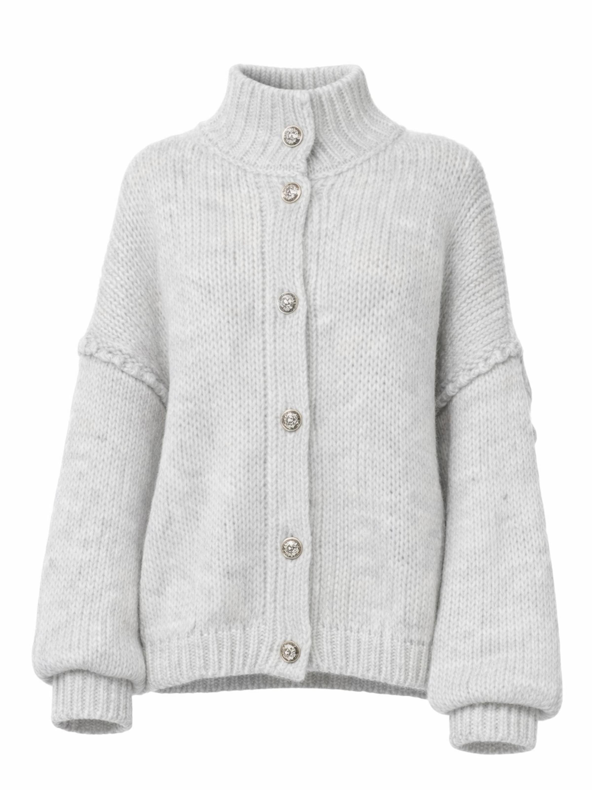 Worldclassca Oversized Cardigan 'Strickjacke mit Knopf' in Grey: front