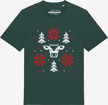 Maglietta 'Christmas with love' di Watapparel in verde: frontale