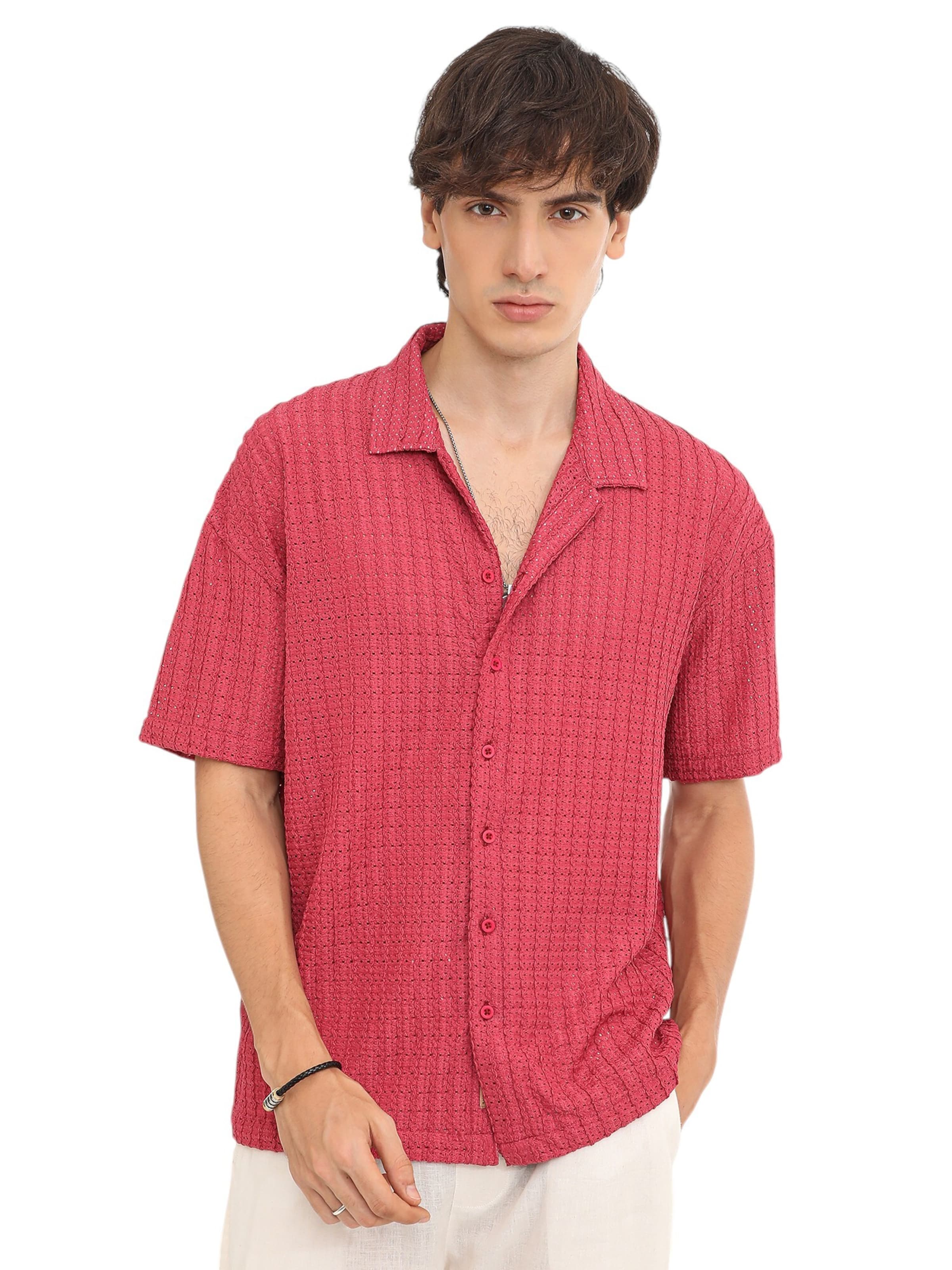 Comfort fit Camicia 'Tiffany' di Campus Sutra in rosso: frontale