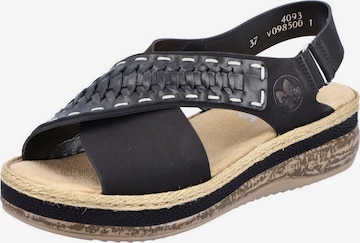 RIEKER Strap Sandals in Black: front