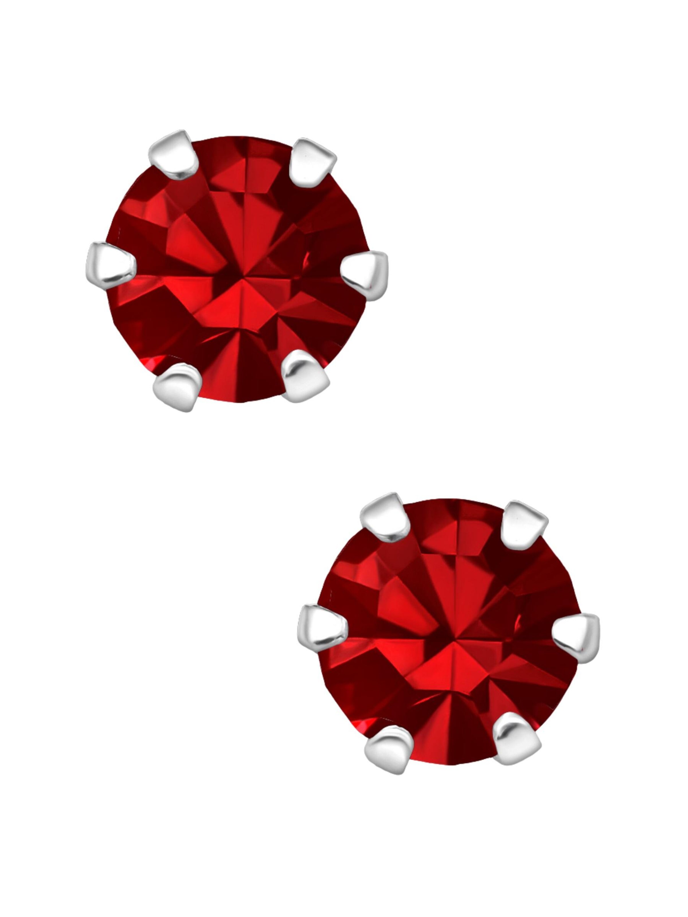 Boucles d'oreilles 'Silberne Runde 5 mm Ohrstecker mit Kristallen' Maxte en rouge