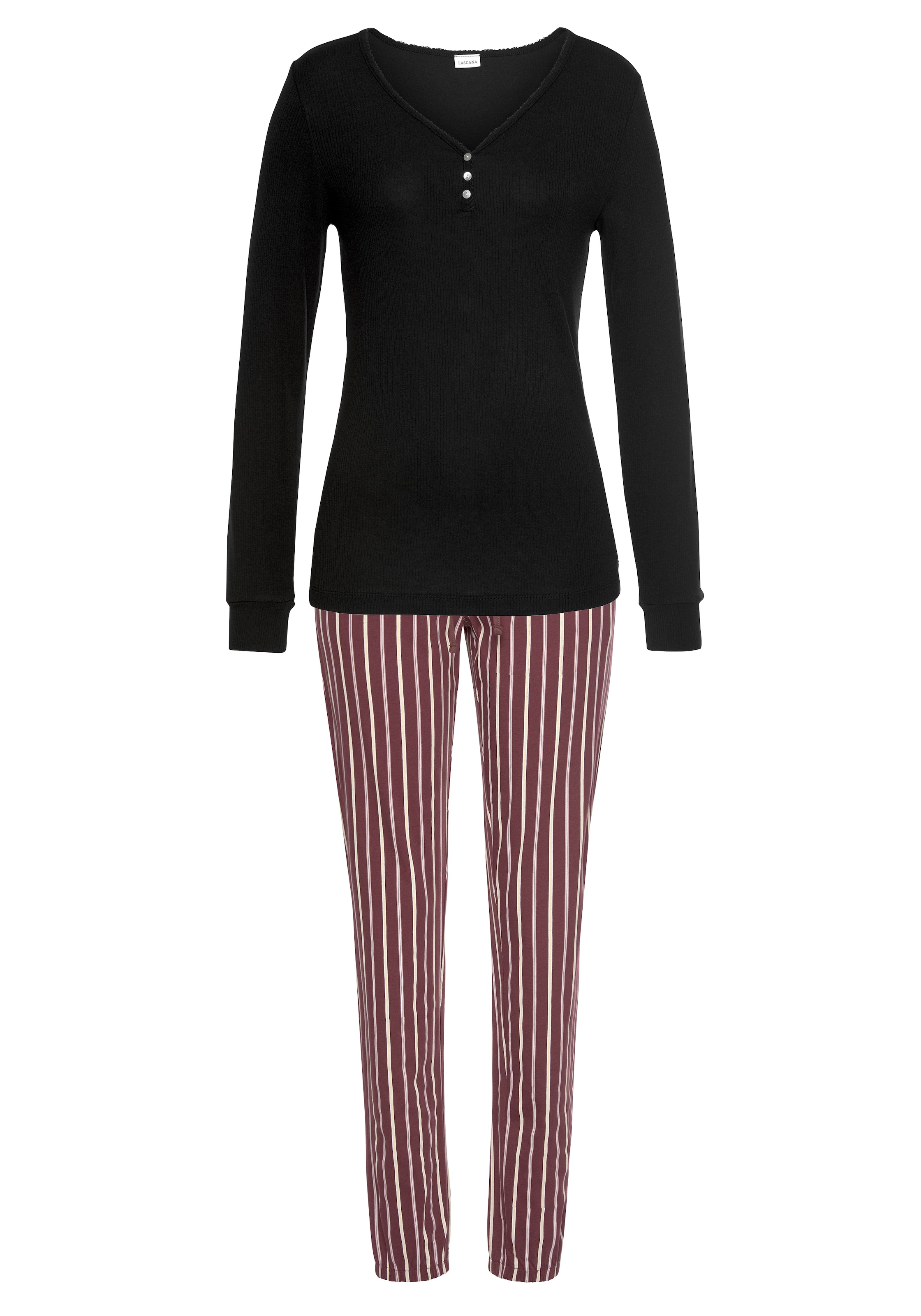 LASCANA Pyjama in Zwart: voorkant