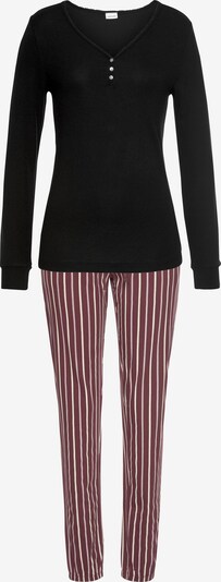 LASCANA Pyjama en rouge pastel / noir / blanc, Vue avec produit