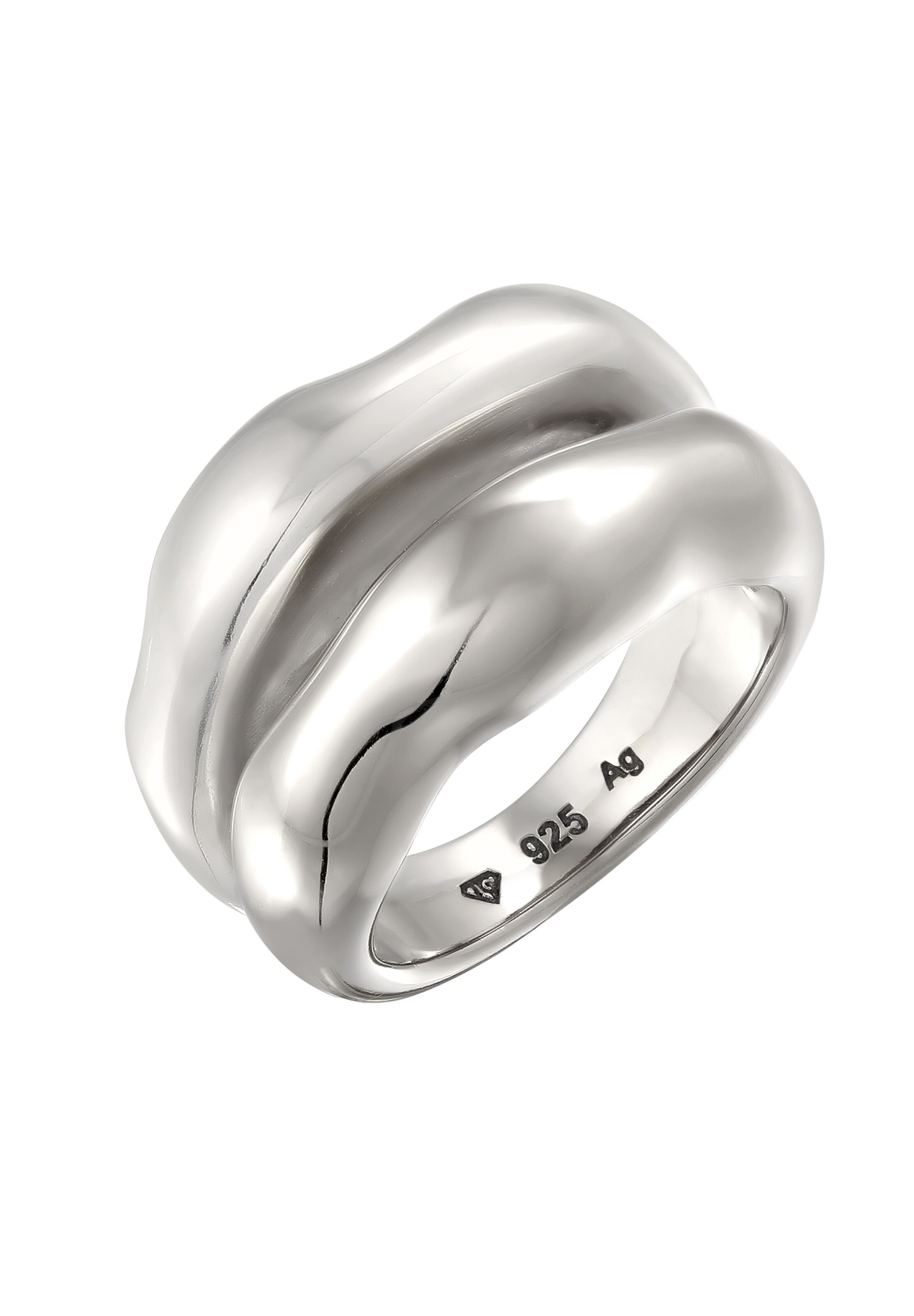 ELLI PREMIUM Ring 'Chunky Organic' in Silber: Vorderseite