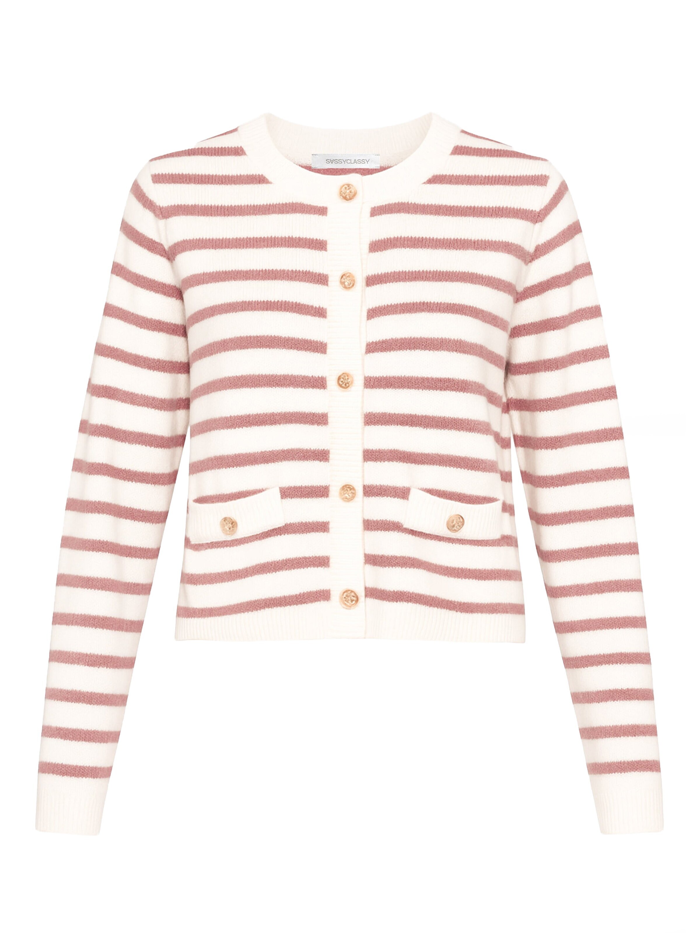 SASSYCLASSY Oversizestrickjacke in Weiß: Vorderseite