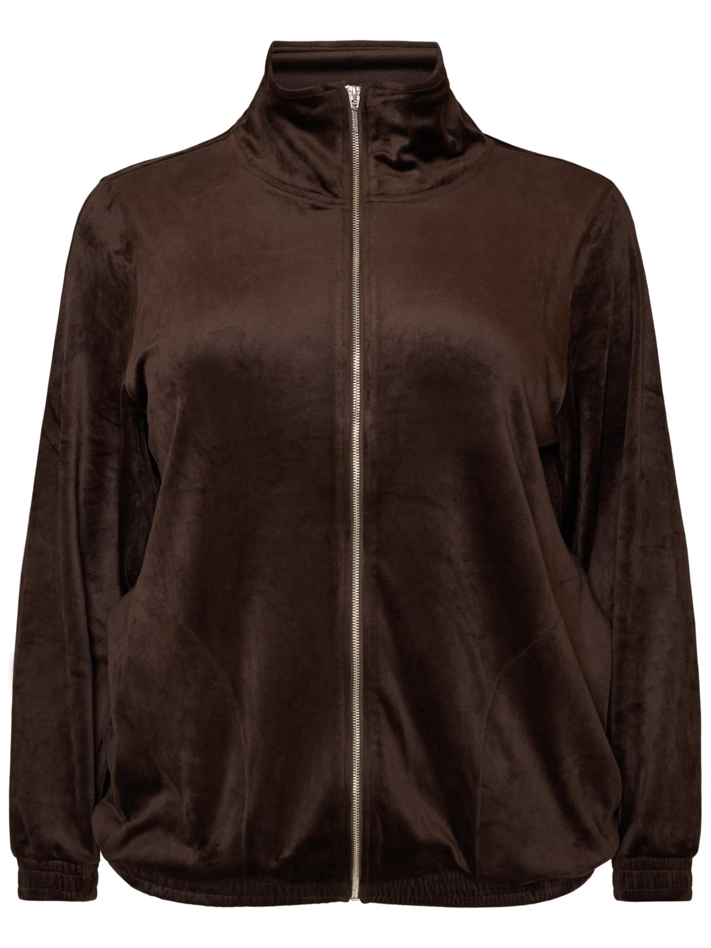 Zizzi Sweatjacke in Braun: Vorderseite