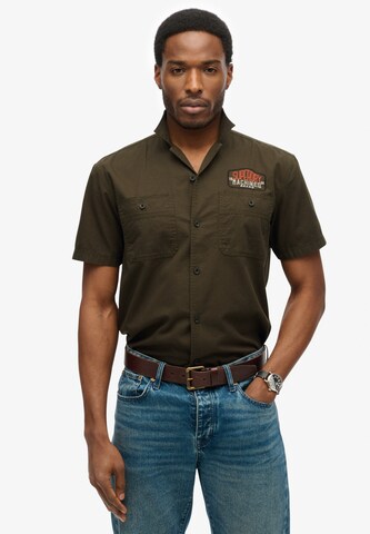 Superdry Regular fit Overhemd in Groen: voorkant