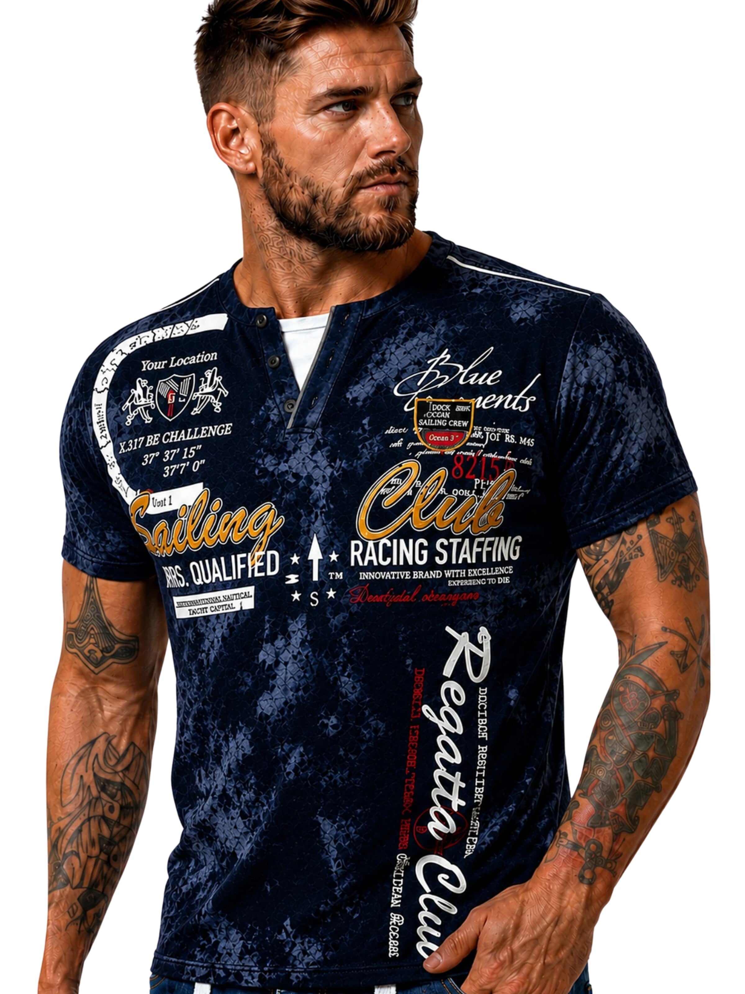 L.Gonline Shirt 'Sailing Batik'‌‌‌‌ in Blau